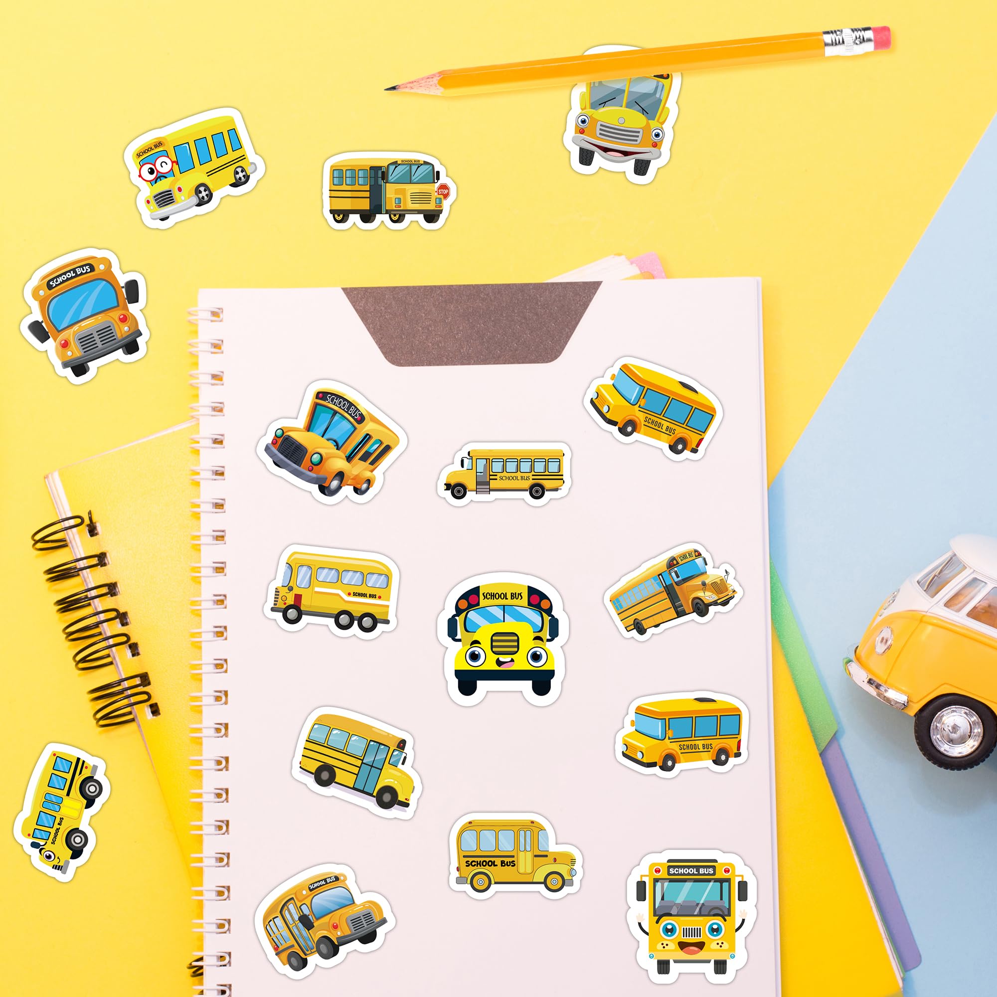 BeYumi school bus sticker roll on luggage aids organization