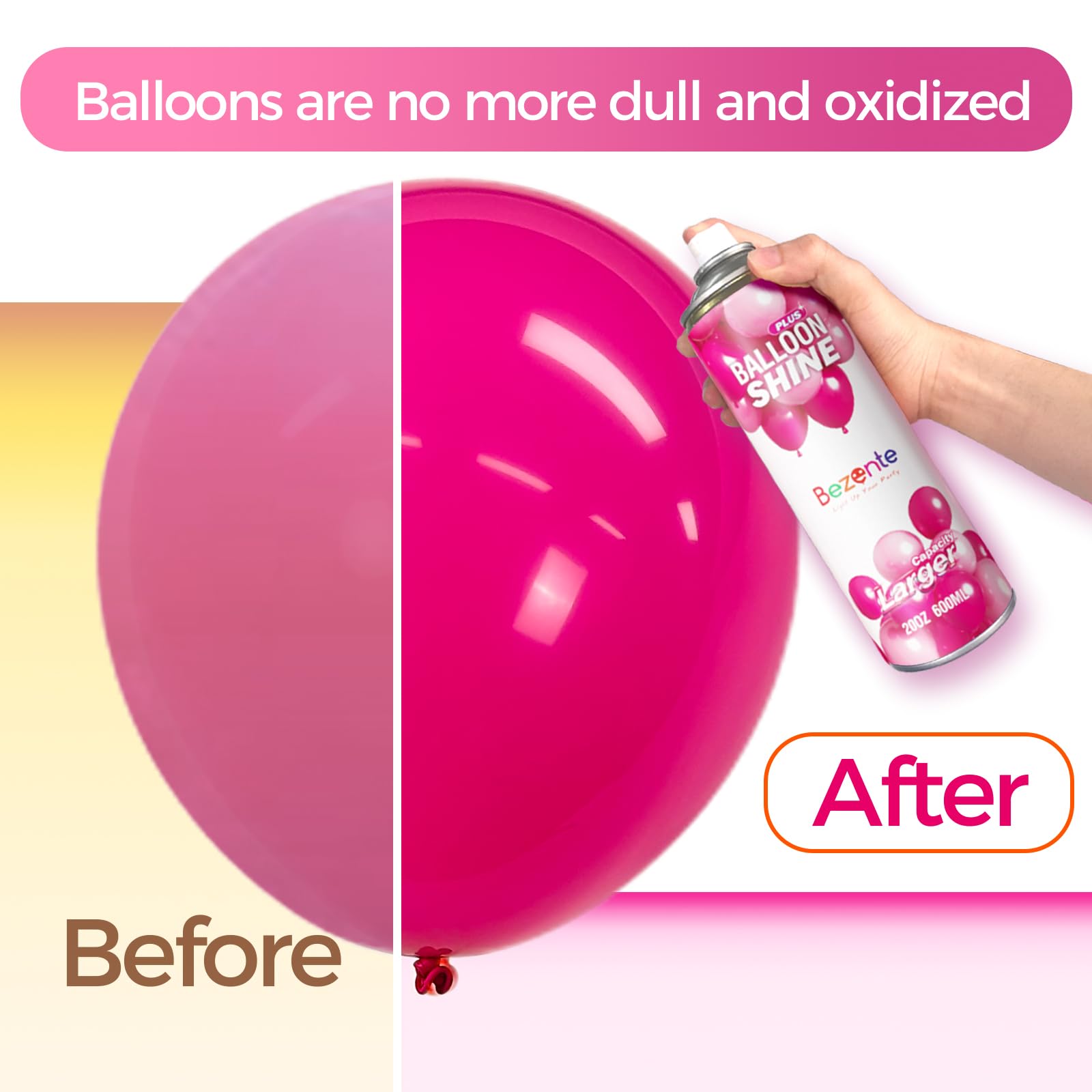 Bezente Balloon Shine long-lasting-168-hours effect keeps balloons bright for days.