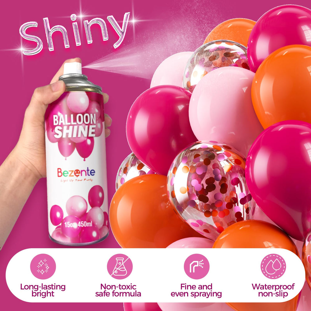 Bezente Balloon Shine Spray mist on a balloon for instant luster and weatherproof shine.
