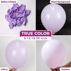 Bezente lavender balloons arranged into a soft arch for events.