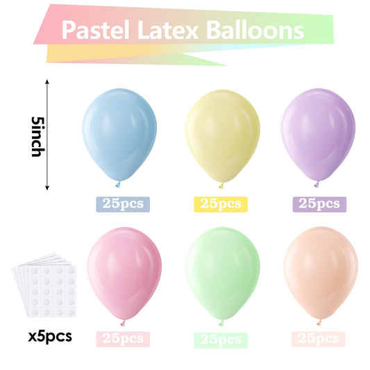Bezente pastel balloons five inch close-up show soft macaron hues.