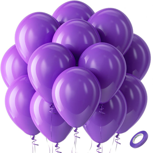 Bezente purple balloons 12 inch pack for festive decor and easy setup