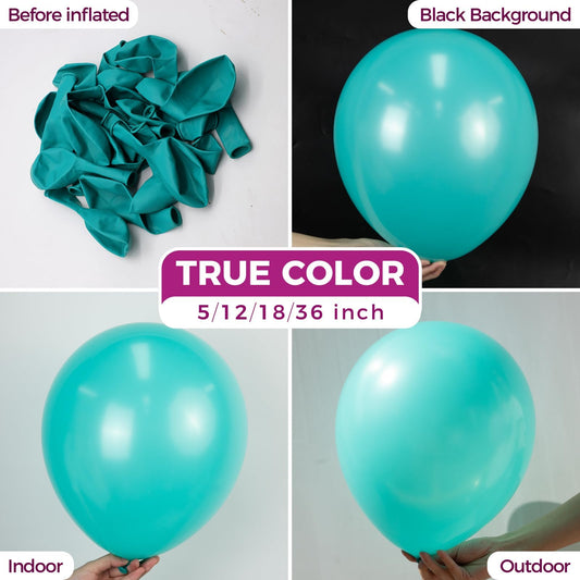 Bezente teal balloons set includes 30 pieces with ribbon for quick party decor.