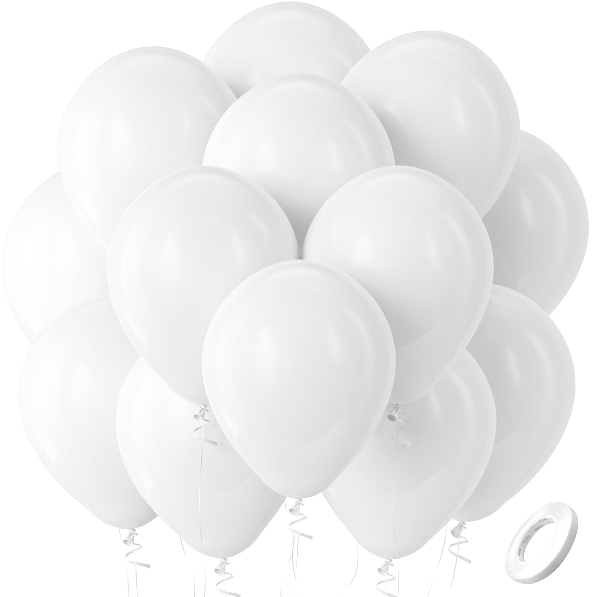 Bezente white 12-inch balloons for weddings and celebrations