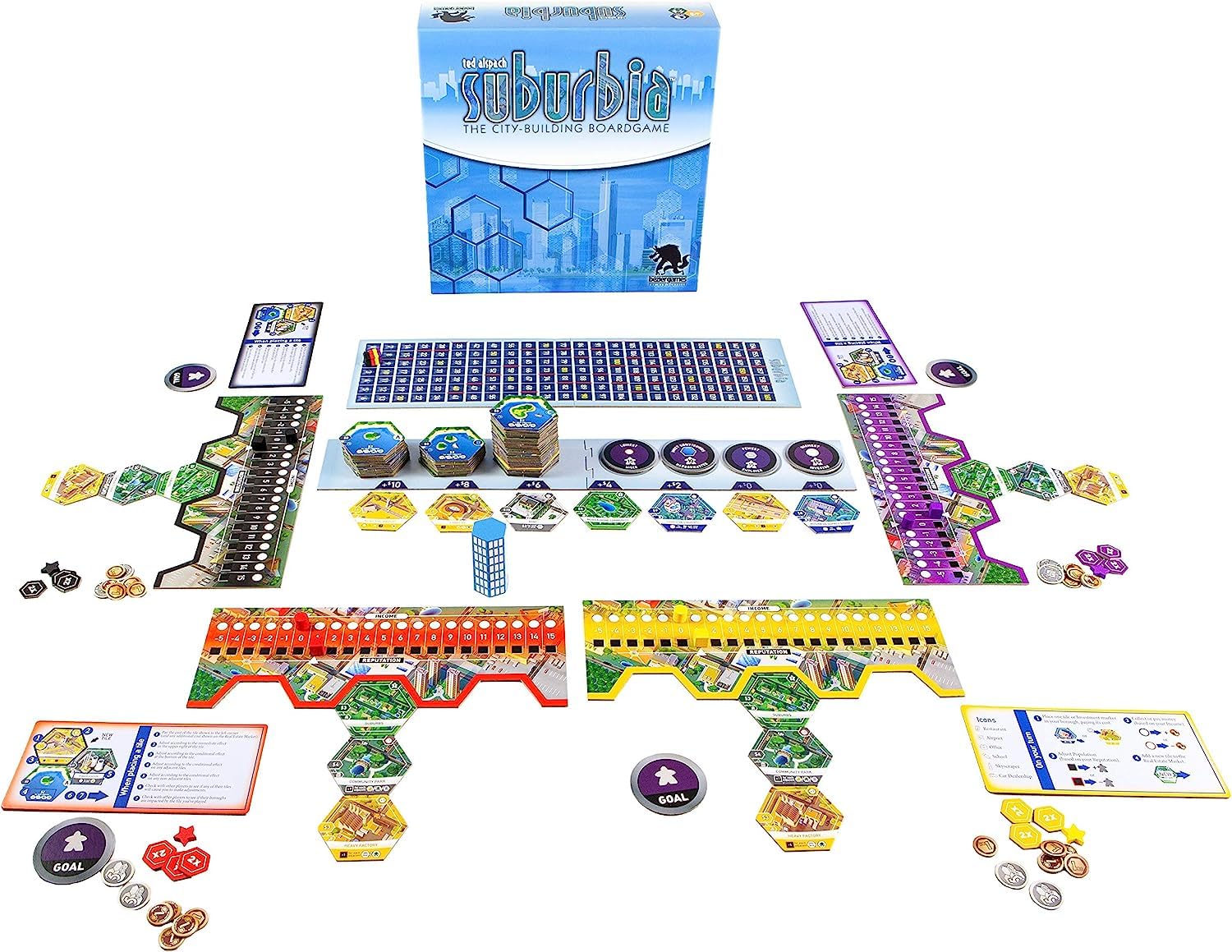 Bezier Games Suburbia airport tower tile suggesting major growth opportunities