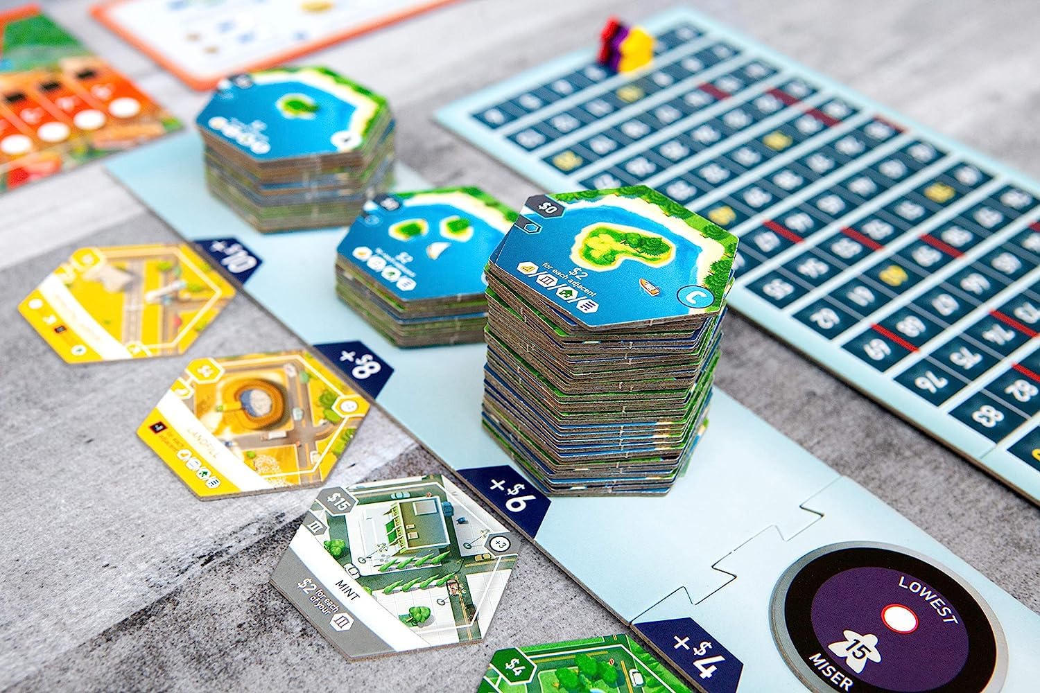 Bezier Games Suburbia civic building tile emphasizing public infrastructure benefits