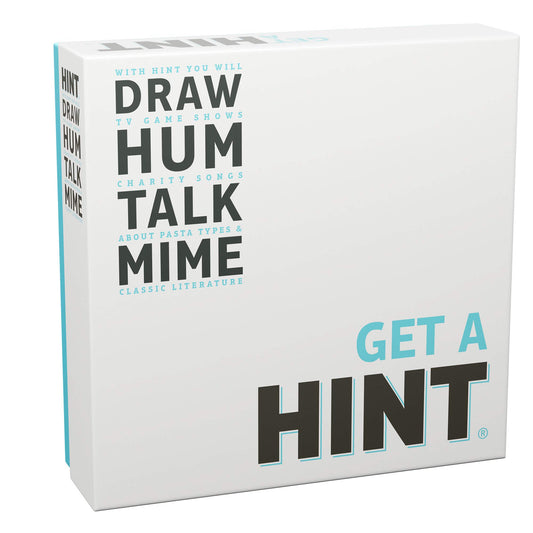 Bezzerwizzer HINT game box front invites a lively family night