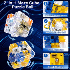 BFTDjanus 2-pack 3D Maze Cube Puzzle compact 2.75-inch size ideal for travel.