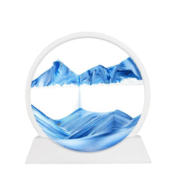 BGFJYUK Moving Sand Art Picture 12-inch with white frame and blue sand for calming desk decor.