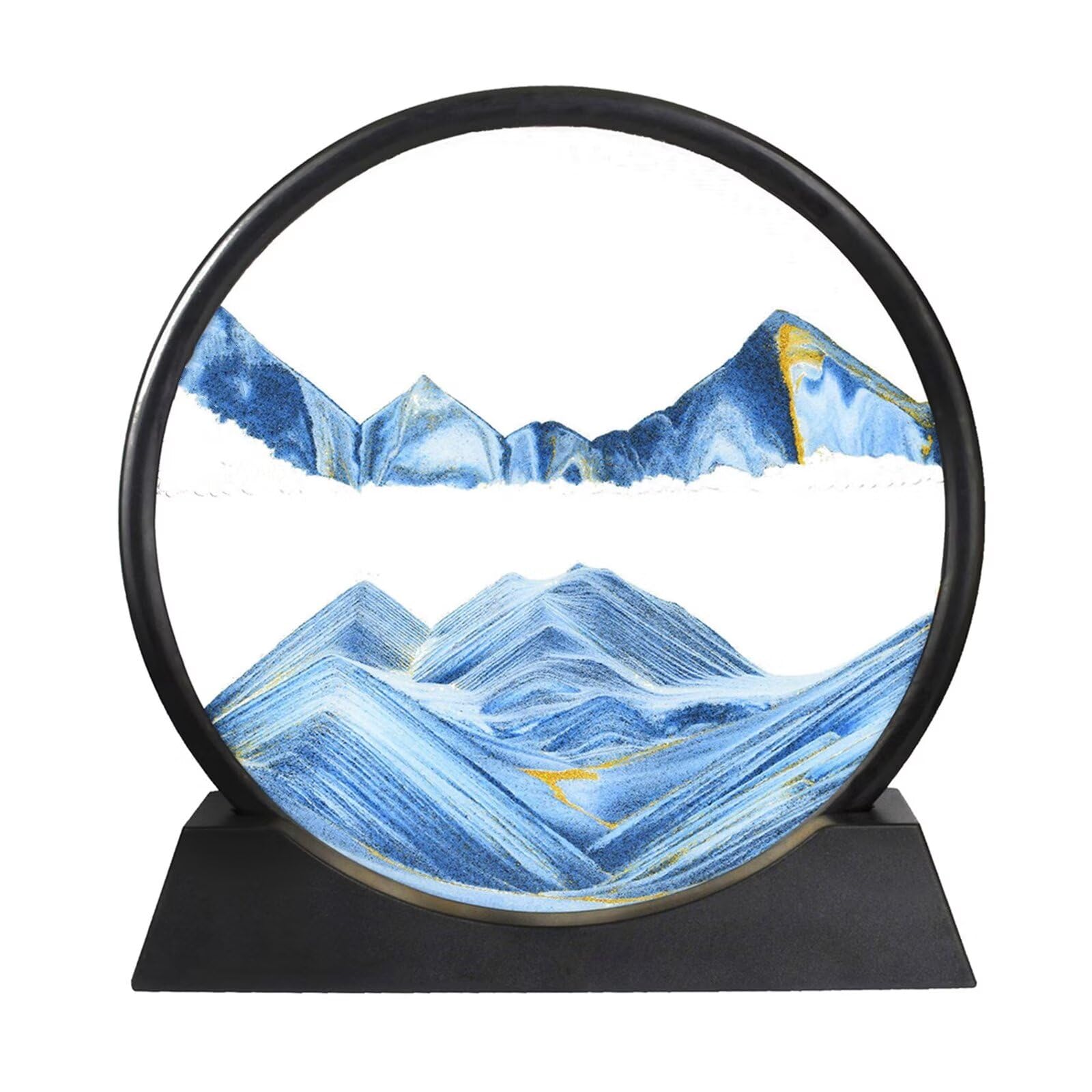 BGFJYUK moving sand art round 12inch blue front view for desk relaxation