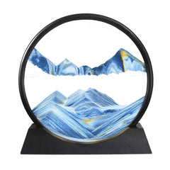 BGFJYUK moving sand art round 12inch blue front view for desk relaxation