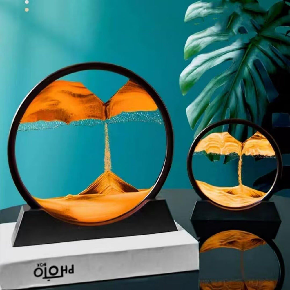 BGFJYUK Moving Sand Art Orange 12inch: compact desk or shelf display.