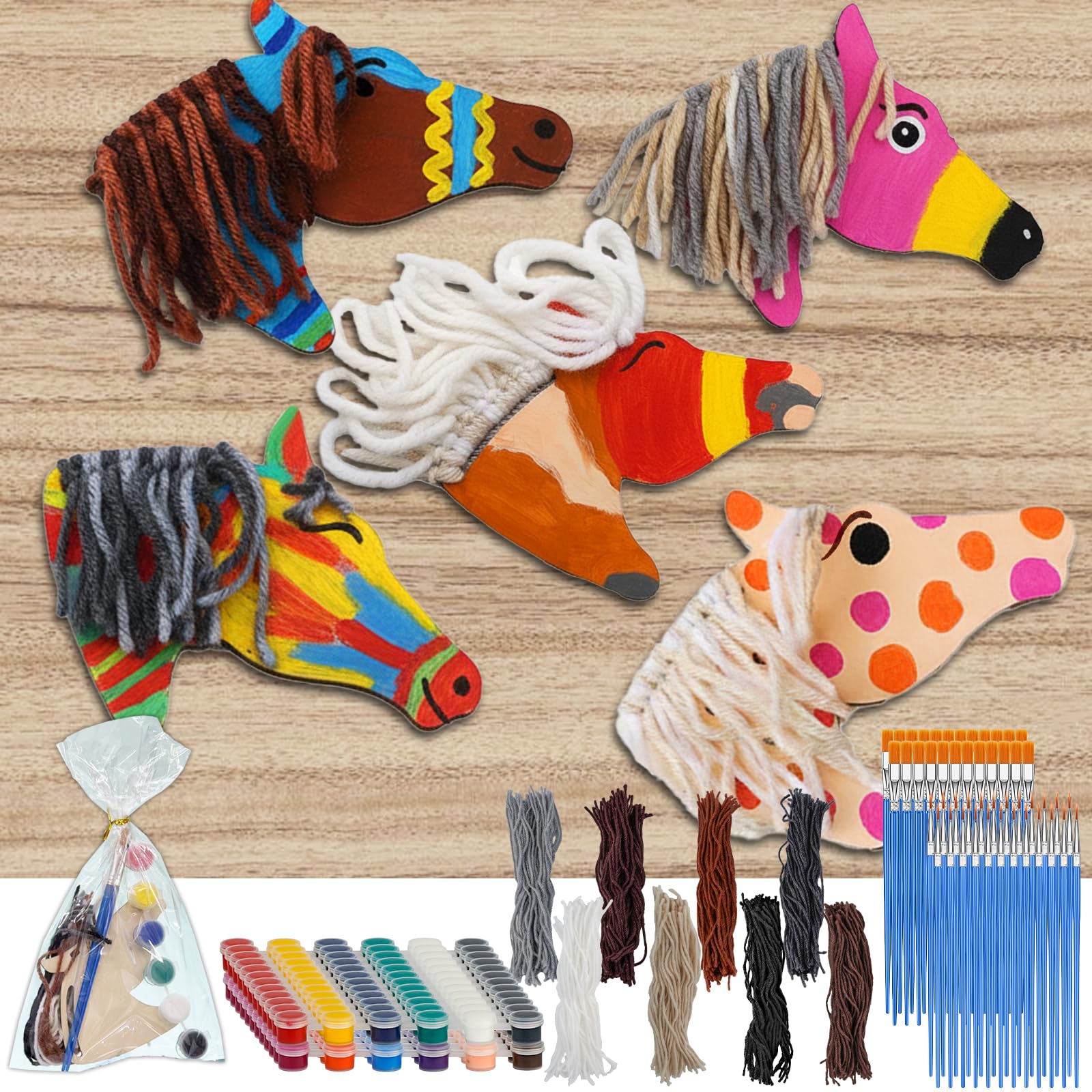 BGick wooden horse kit for DIY party decor and kid-friendly crafting.