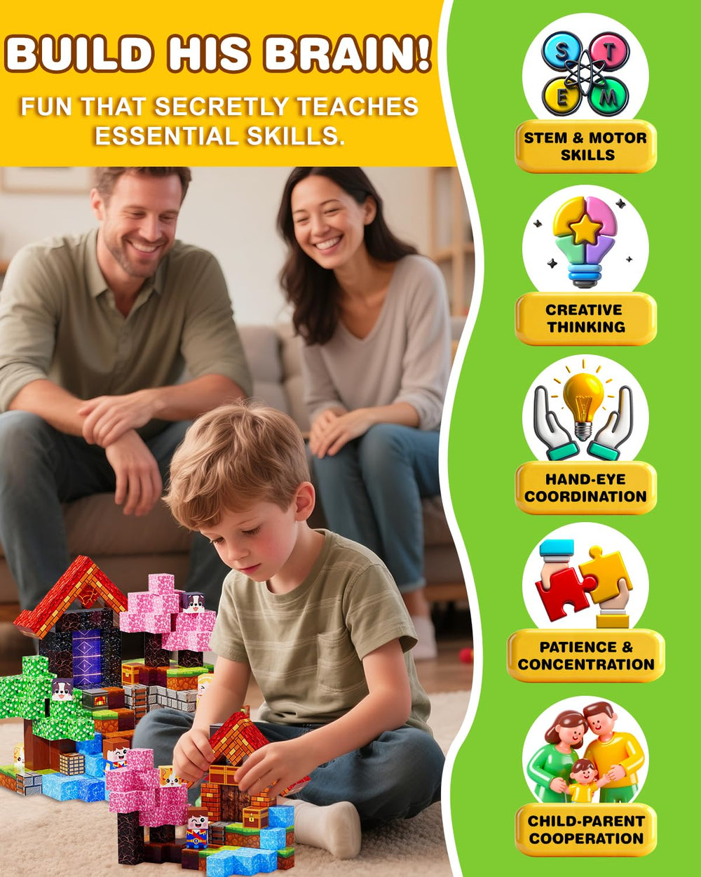 BGOVTAPO STEM-focused play builds spatial awareness and fine motor skills.