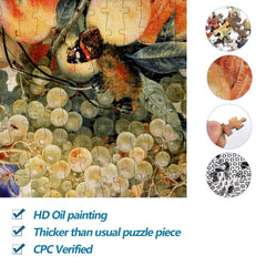 Bgraamiens Fruit Feast puzzle box and pieces show compact packaging and essential pieces