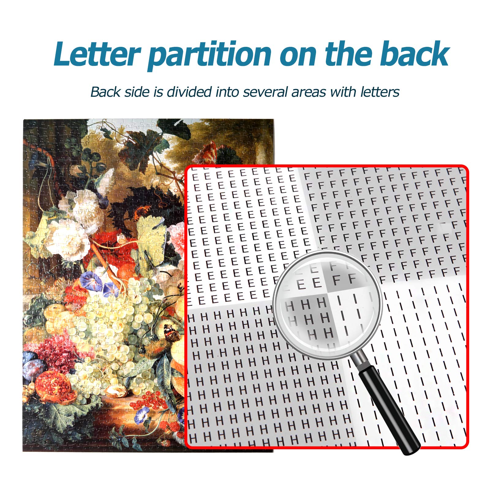 Bgraamiens Fruit Feast puzzle sorted back with letters eases organization