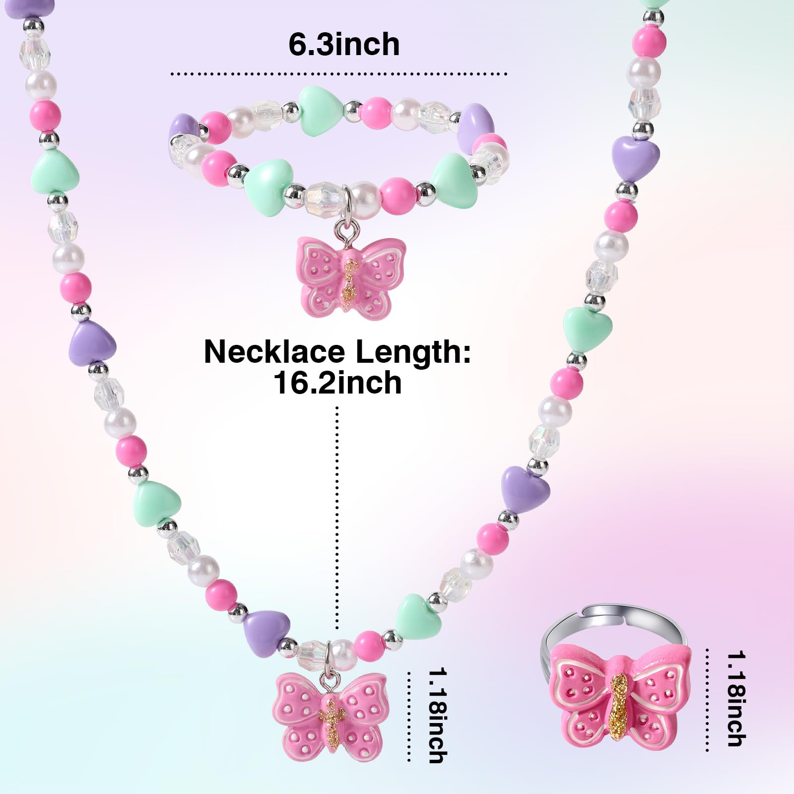 BGSHEMNI butterfly bracelet for kids, comfy stretch fit for daily dress-up.