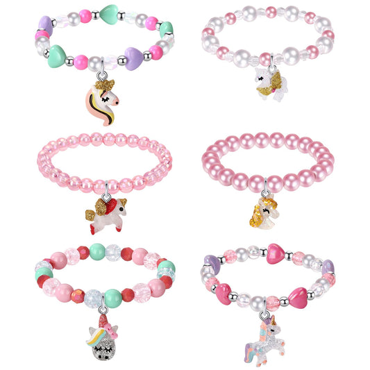 BGSHEMNI rainbow beaded bracelets set for girls, colorful and ready for party favors.