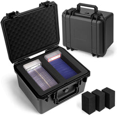 Bheddi graded card storage box front view with two secure compartments.