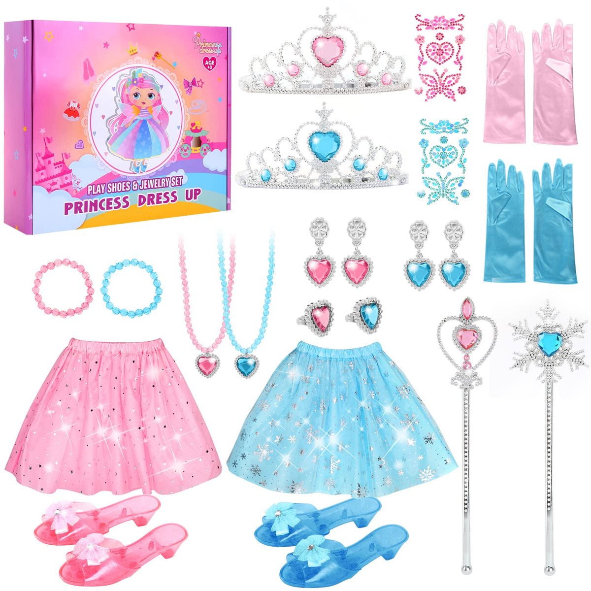 Biange princess dress up shoes pair with bowknot decor for secure, comfortable pretend play