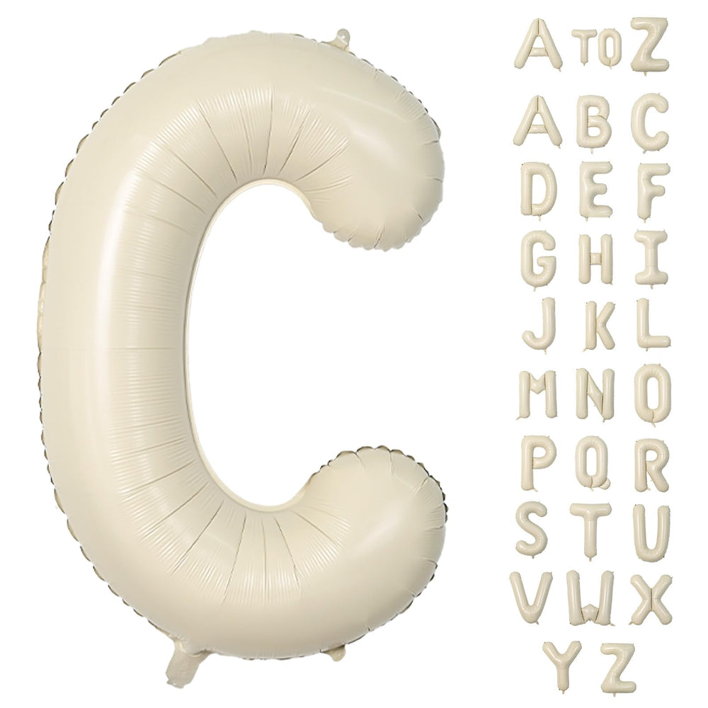 Biapian 40-inch cream letter C balloon close-up, durable foil for long-lasting decor.