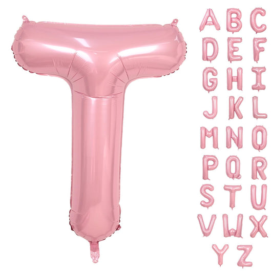 Biapian 40-inch T letter balloon in light pink, perfect as a bold birthday centerpiece.