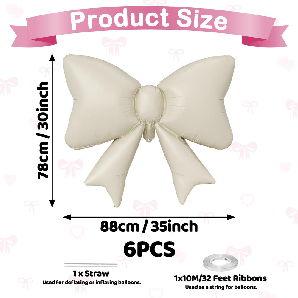 Biapian beige bow balloon 35in foil adds chic touch to celebrations