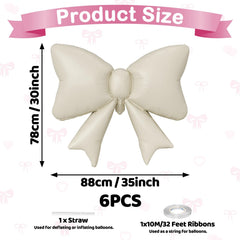 Biapian beige bow balloon 35in foil adds chic touch to celebrations