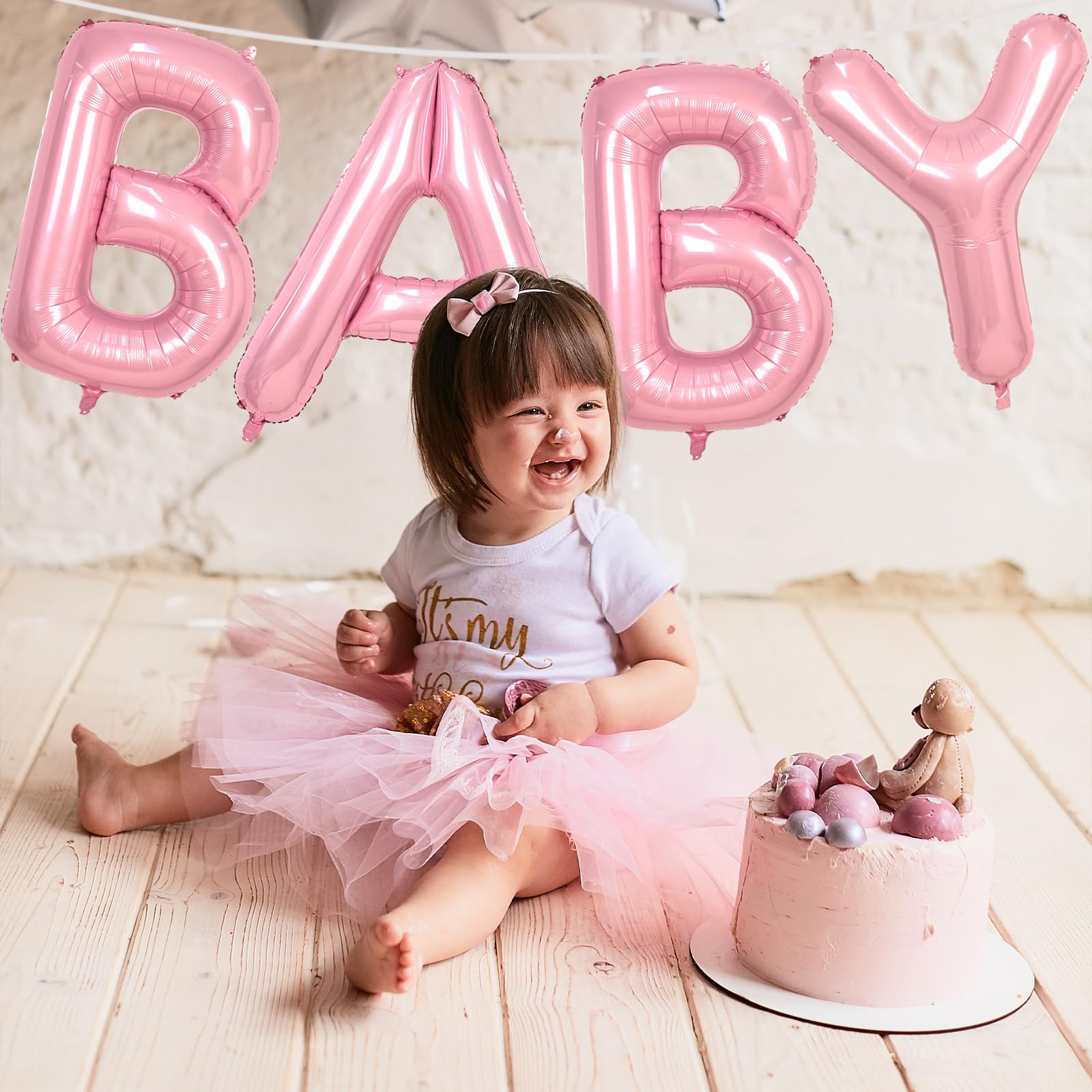 Biapian large pink letters suitable for wedding or gender reveal celebrations.