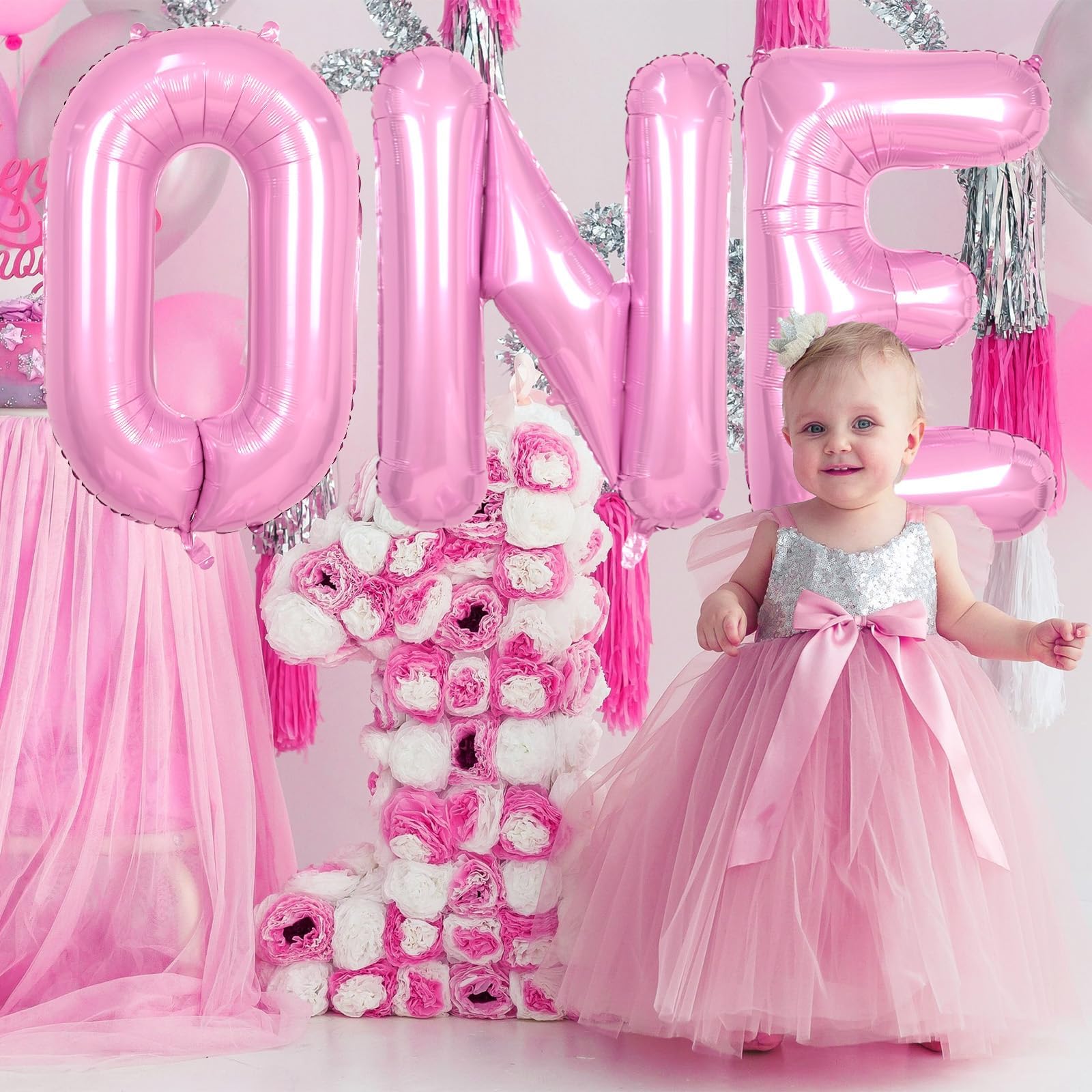 Biapian birthday decor balloon provides a milestone centerpiece.