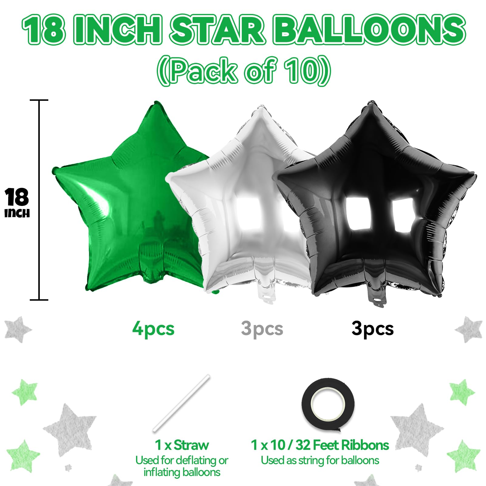 Biapian black star foil balloon complements bold accents for celebrations.