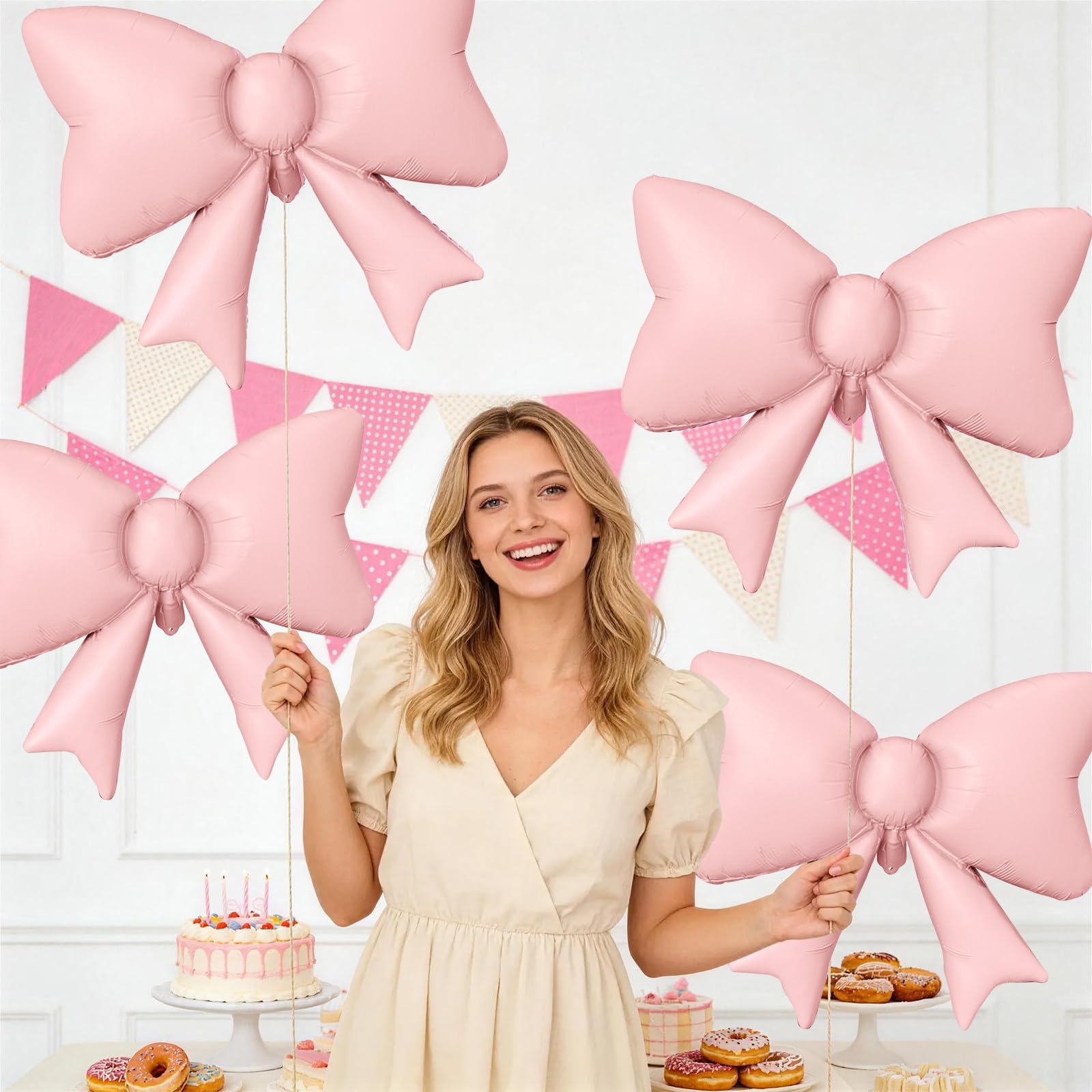 Biapian self-sealing valve bow balloon makes inflation quick and knot-free.