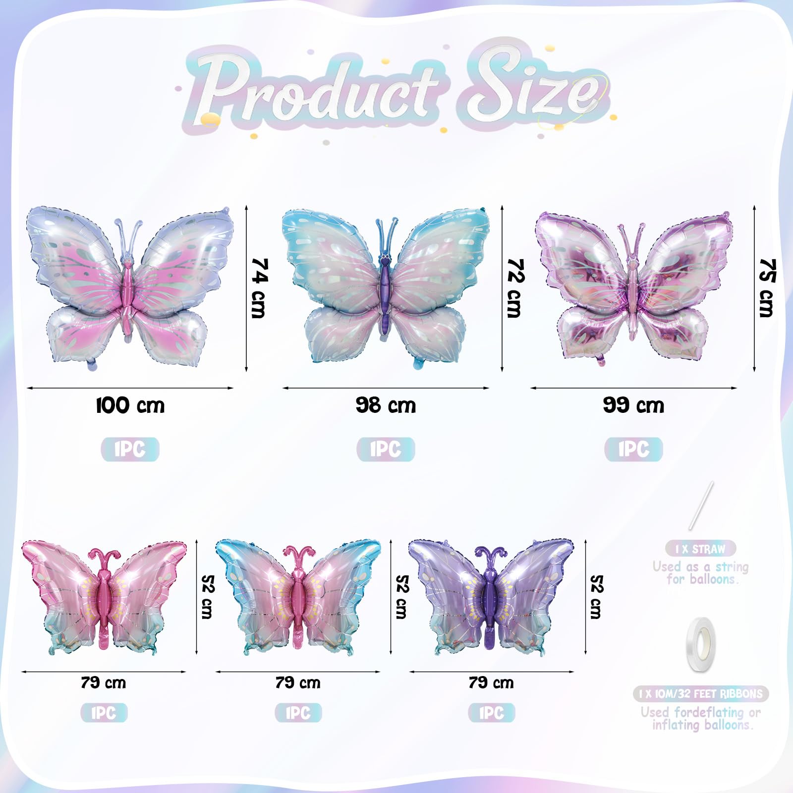 Biapian butterfly foil balloons rose pink purple tones for weddings