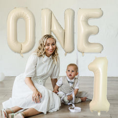 Biapian cream letter balloons packaged with straw for easy deflation.