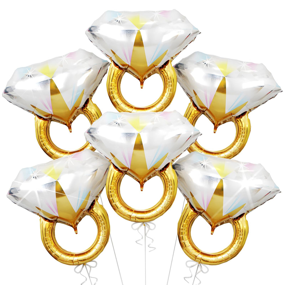 Biapian diamond ring balloons assembly for romantic engagement decor.