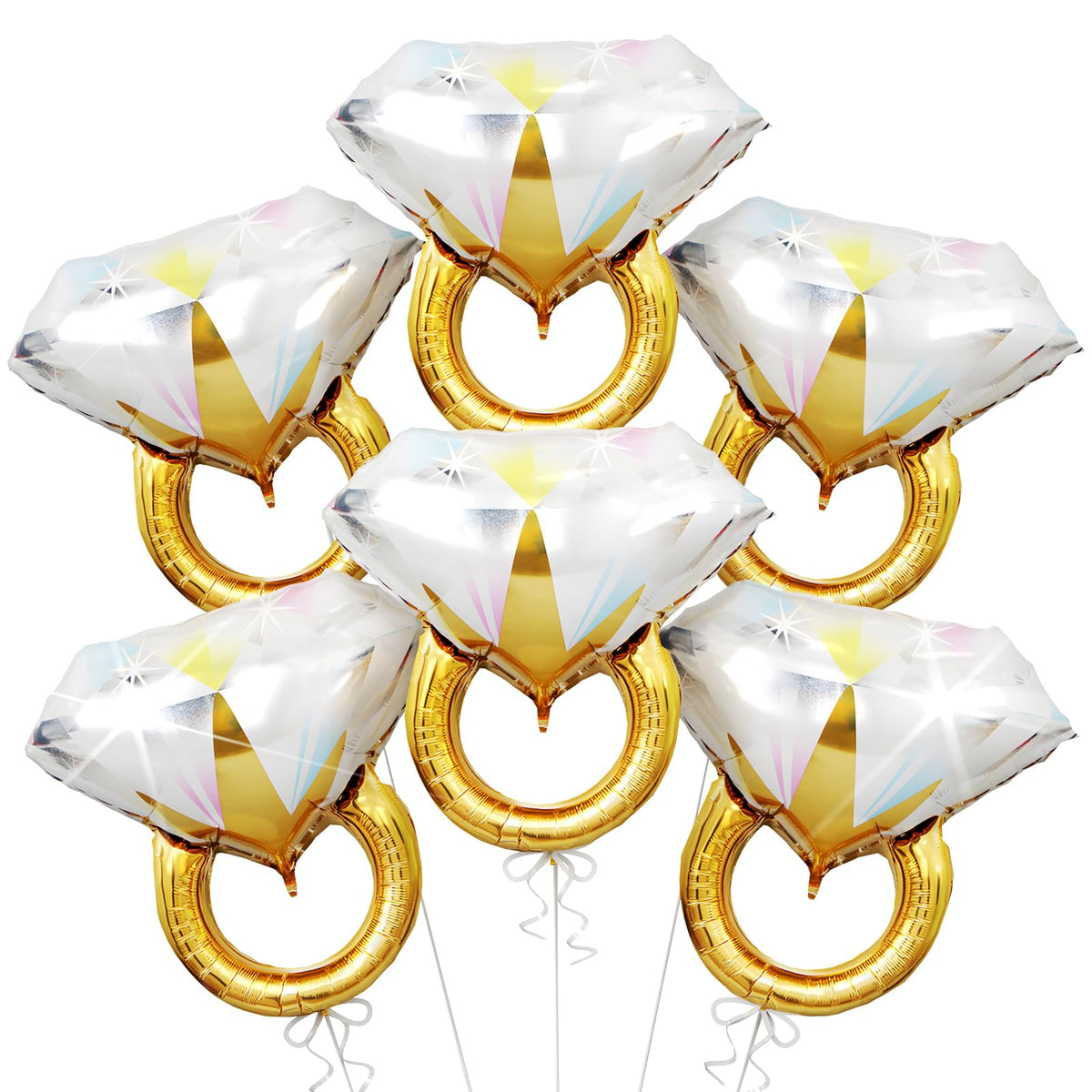 Biapian diamond ring balloons assembly for romantic engagement decor.
