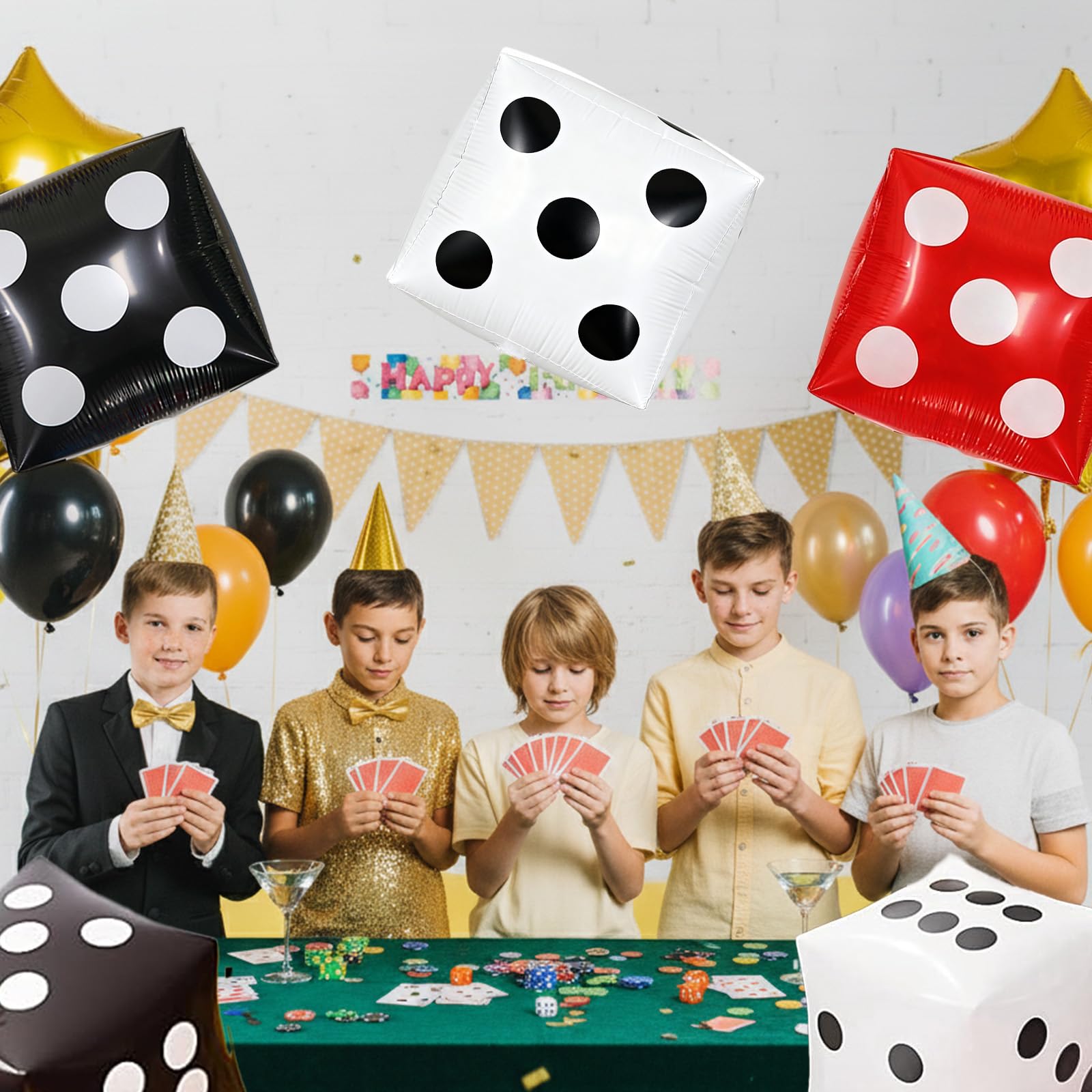 Biapian photo booth backdrop with dice balloons for memories