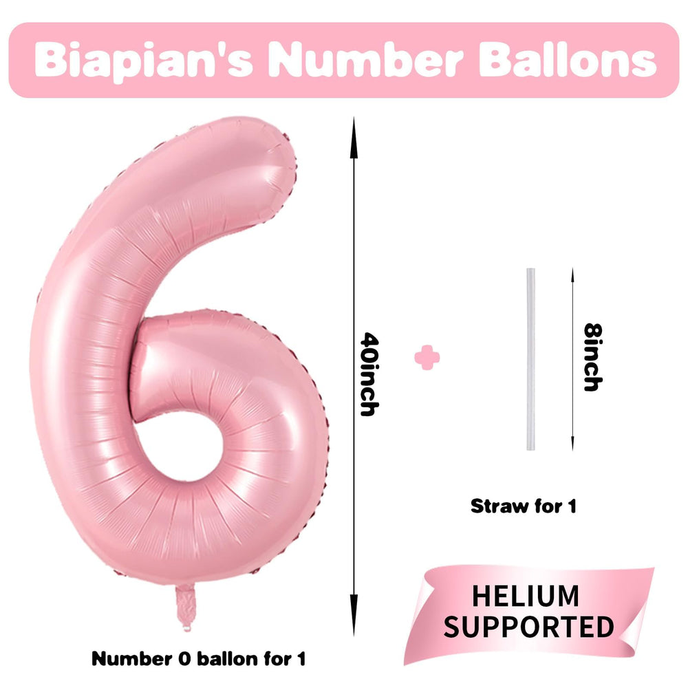 Biapian rose-pink foil 6 balloon with a digital design for princess parties.