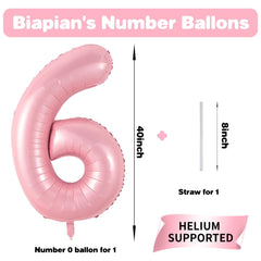 Biapian rose-pink foil 6 balloon with a digital design for princess parties.