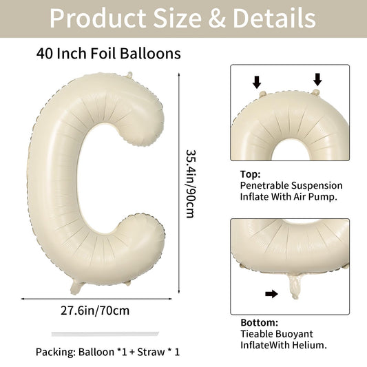 Biapian giant cream C balloon in room setup, creates focal point for celebrations.