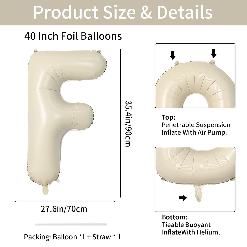 Biapian giant cream F foil balloon adds elegant ambiance.