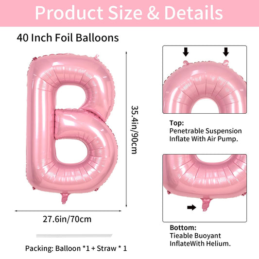 Biapian giant pink foil letters add a warm, radiant monogram for photos.