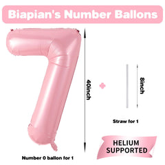 Biapian giant pink number 7 balloon adds bold focal point to photos