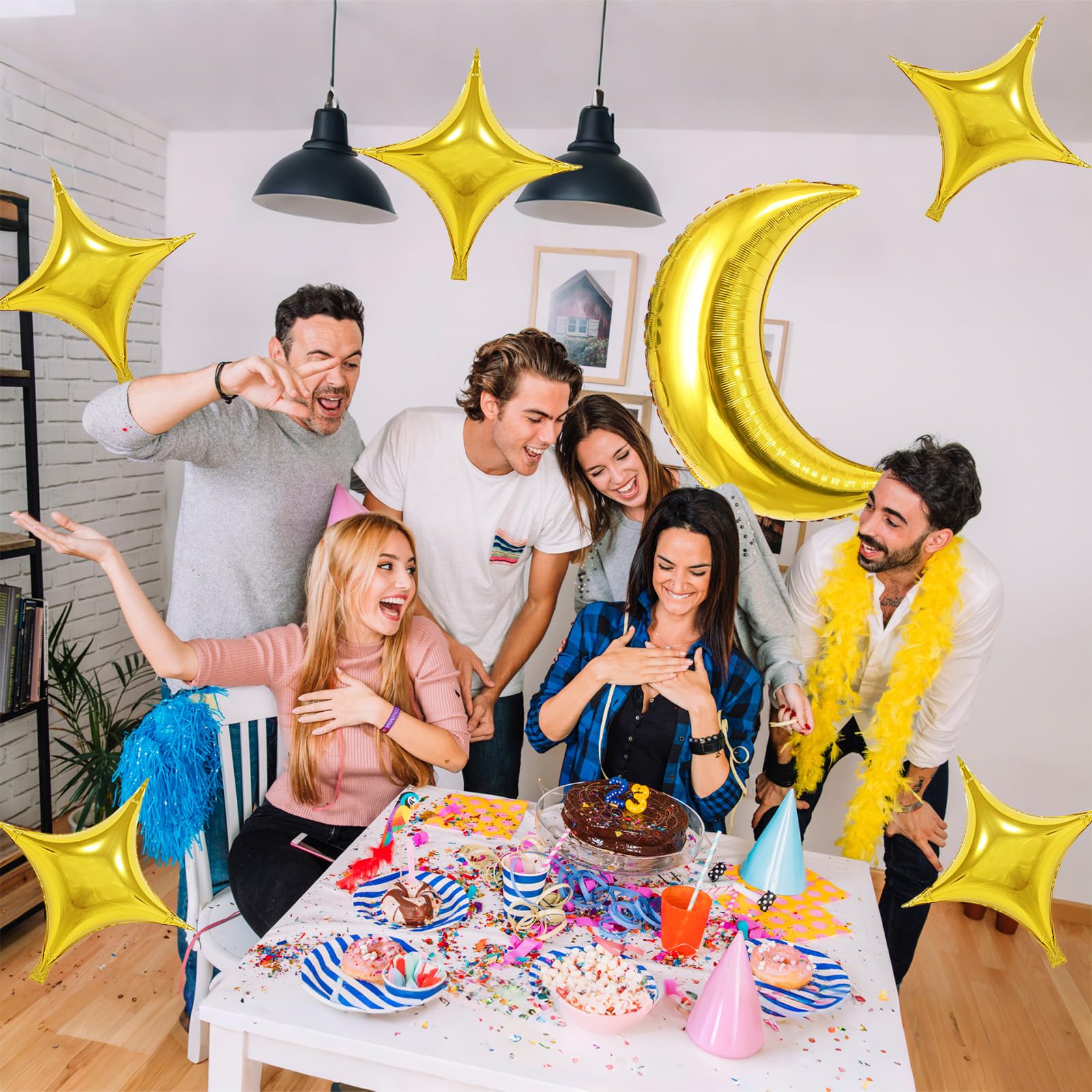 Biapian glossy foil balloons reflect light for festive ambience