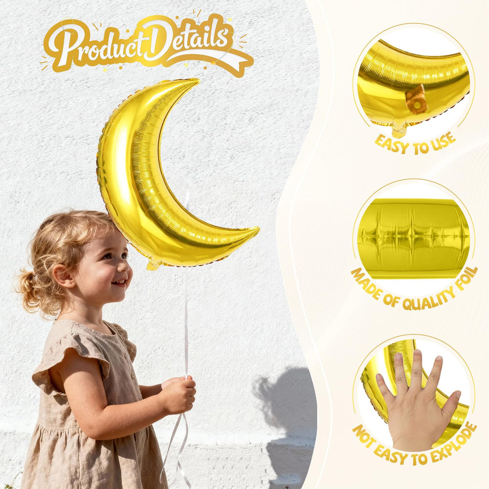 Biapian moon and star balloons frame festive entrances beautifully