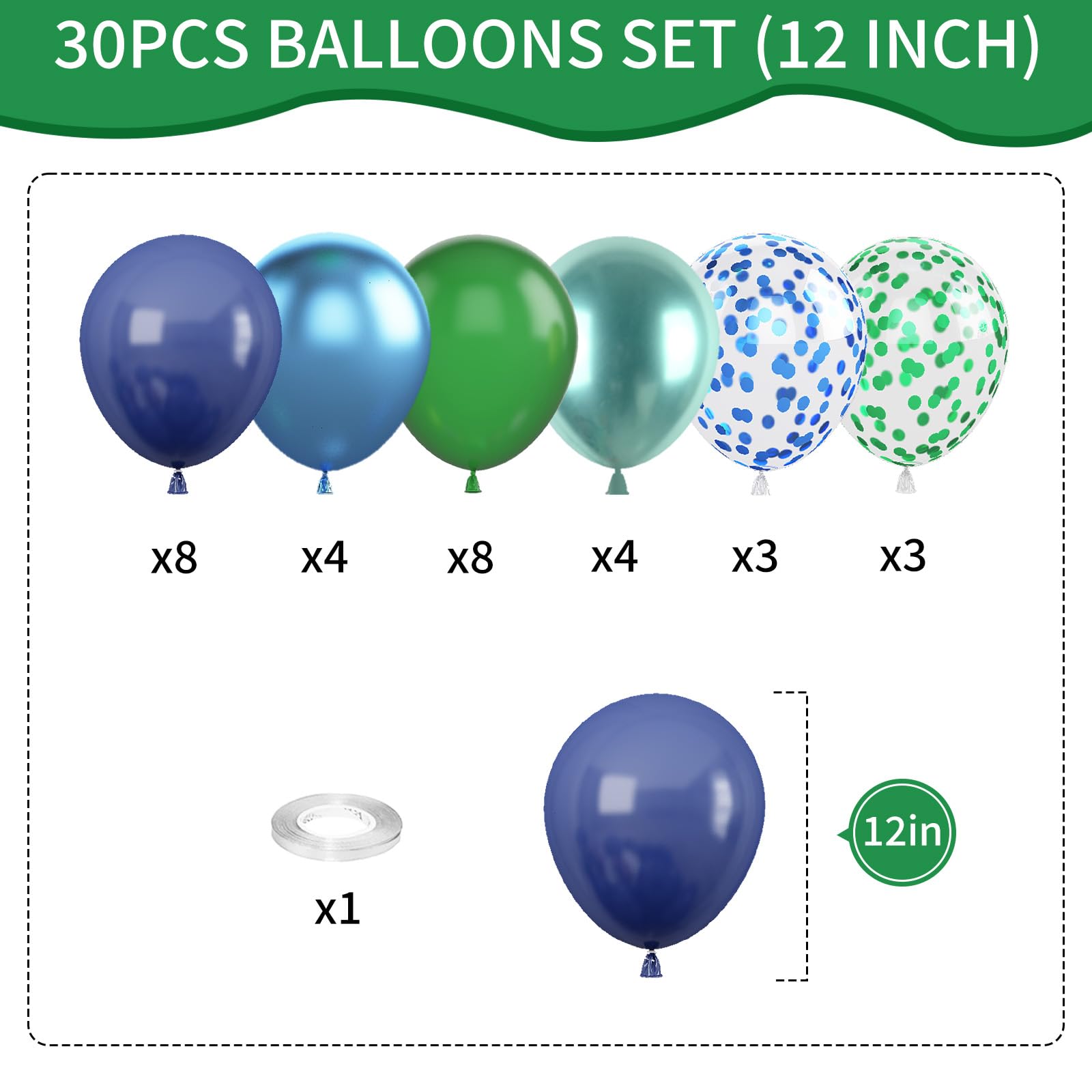 Biapian green confetti balloon close-up highlighting playful texture