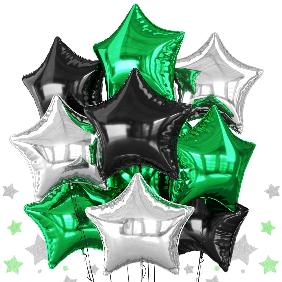Biapian green star foil balloon creates a vibrant focal point for party decor.