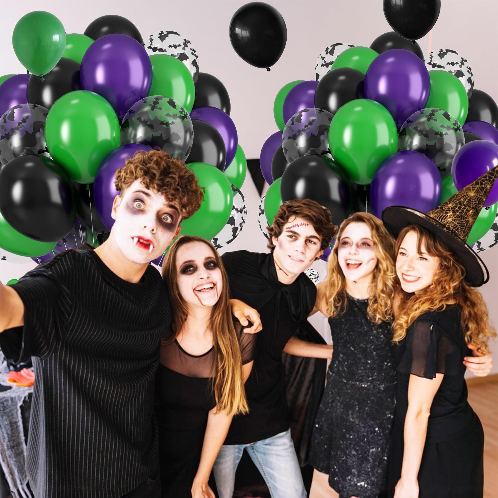 Biapian birthday and baby shower decor with bat-printed latex balloons.