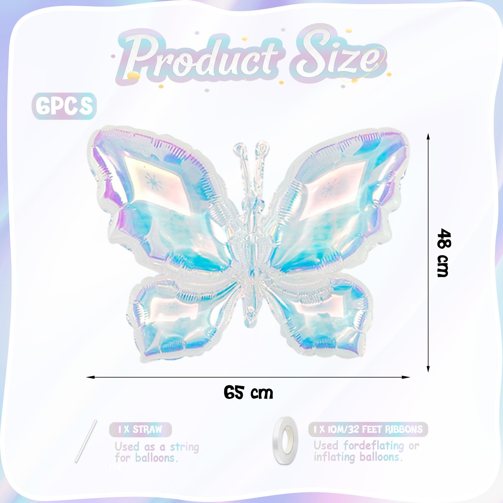 Biapian butterfly foil balloon with glossy finish reflecting light for events