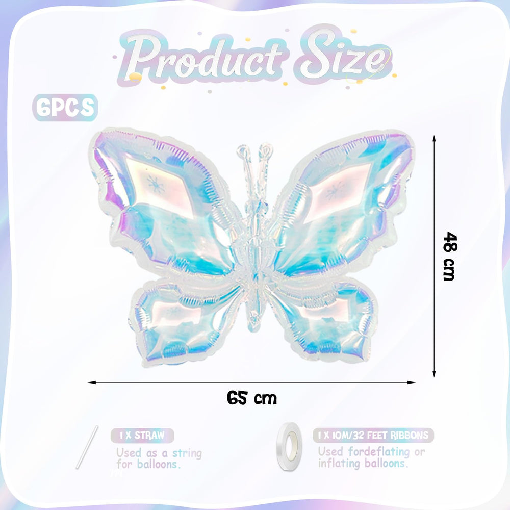 Biapian butterfly foil balloon with glossy finish reflecting light for events